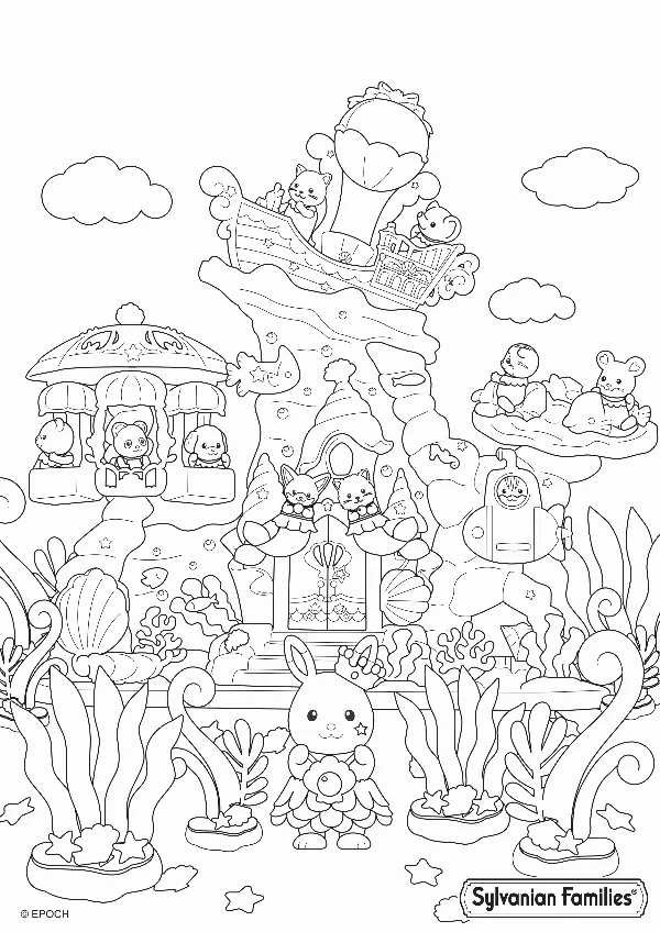 Mermaid Castle Colouring Sheet